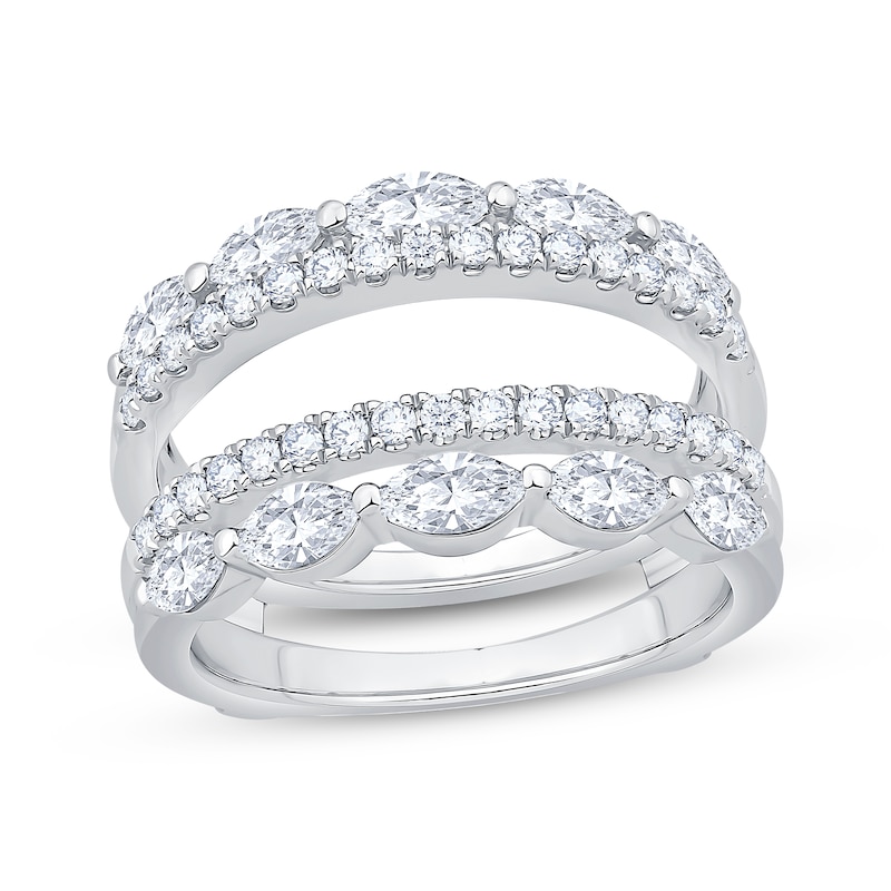 Main Image 1 of Now + Forever Lab-Grown Diamonds Marquise & Round-Cut Enhancer Ring 1-1/2 ct tw 14K White Gold