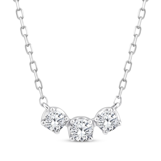 Memories, Moments, Magic Diamond Three-Stone Necklace 1/3 ct tw 10K White Gold 18.5"