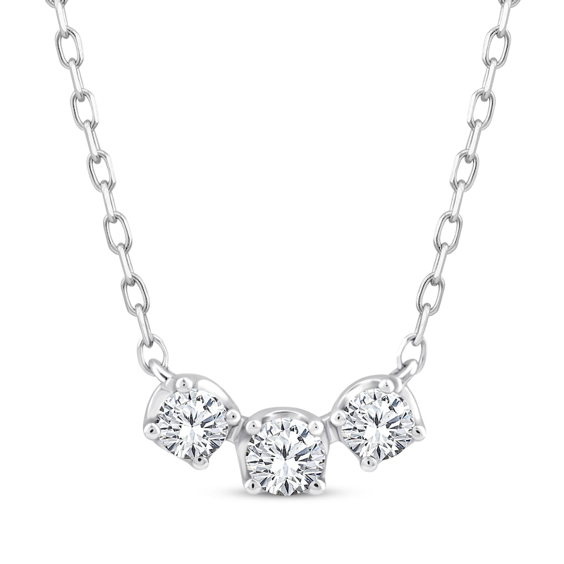 Main Image 1 of Memories, Moments, Magic Diamond Three-Stone Necklace 1/3 ct tw 10K White Gold 18.5"