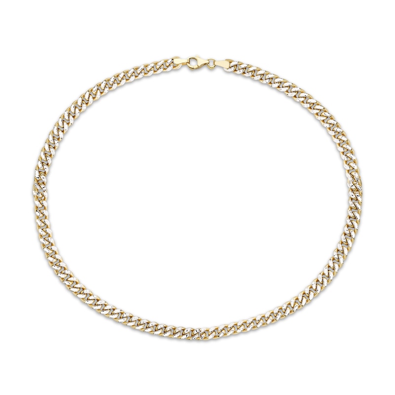 Main Image 1 of Diamond-Cut Curb Chain Bracelet 5mm Semi-Solid 10K Yellow Gold 7.5&quot;
