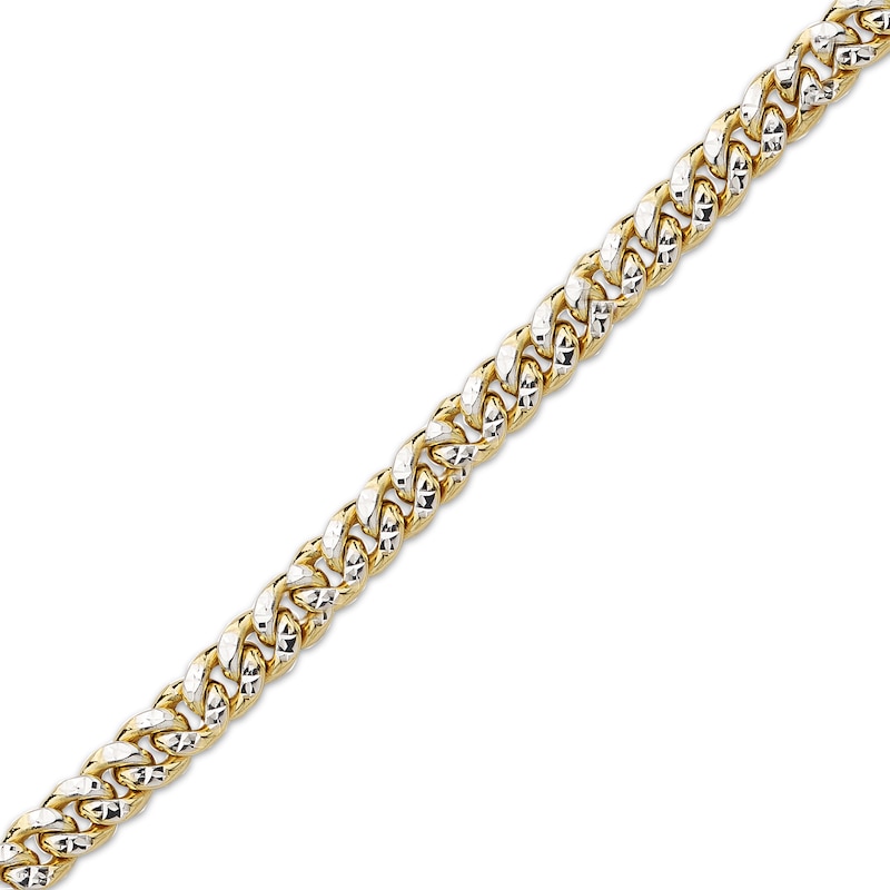 Main Image 2 of Diamond-Cut Curb Chain Bracelet 5mm Semi-Solid 10K Yellow Gold 7.5&quot;