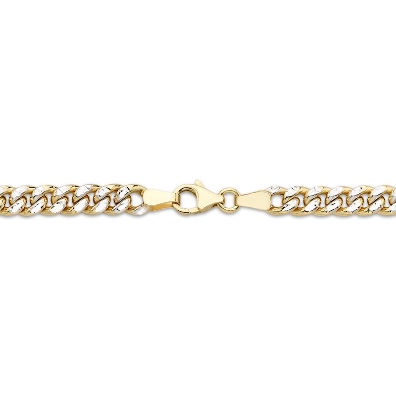 Main Image 3 of Diamond-Cut Curb Chain Bracelet 5mm Semi-Solid 10K Yellow Gold 7.5&quot;