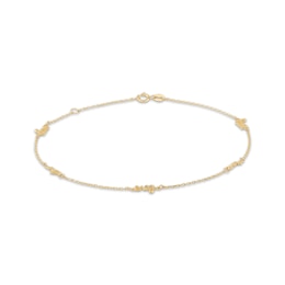 "Love" Station Anklet 10K Yellow Gold 10"