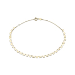 Butterfly Link Anklet Solid 10K Yellow Gold 10"