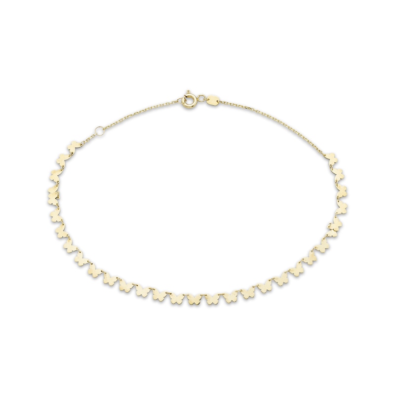 Main Image 1 of Butterfly Link Anklet Solid 10K Yellow Gold 10&quot;