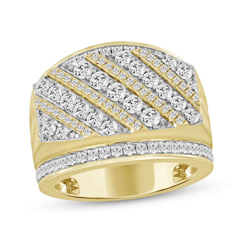 Main Image 1 of Men's Diamond Diagonal Strip Ring 2 ct tw 10K Yellow Gold