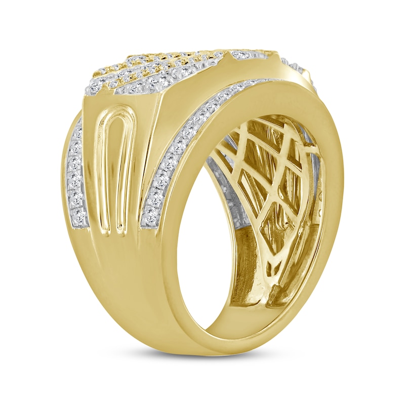 Main Image 2 of Men's Diamond Diagonal Strip Ring 2 ct tw 10K Yellow Gold