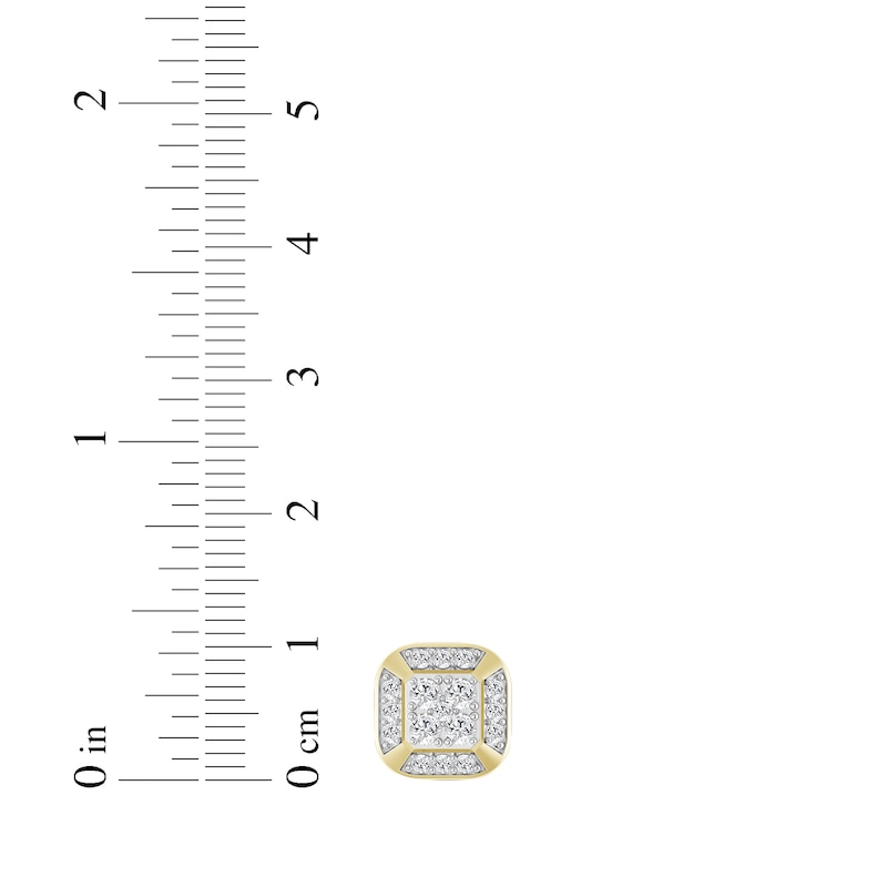 Main Image 4 of KAY Lab-Grown Diamonds Men's Multi-Stone Cushion Stud Earrings 1 ct tw 10K Yellow Gold