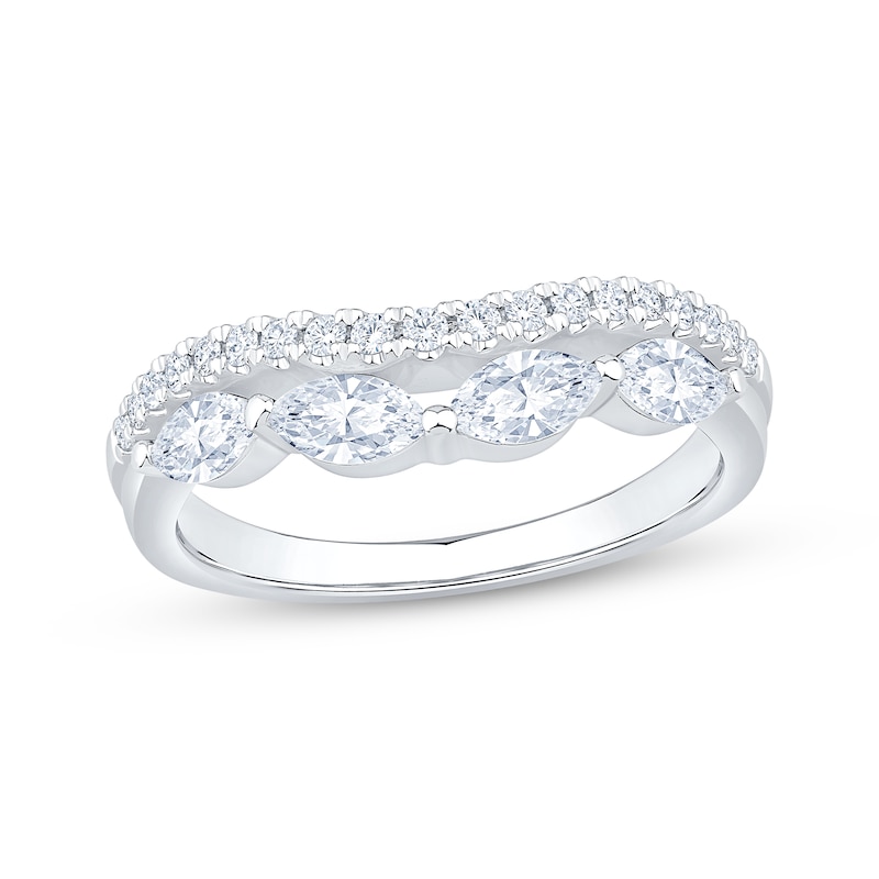 Main Image 1 of Now + Forever Lab-Grown Diamonds Marquise & Round-Cut Two-Row Contour Ring 3/4 ct tw 14K White Gold