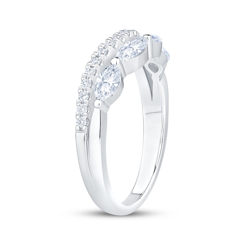 Main Image 2 of Now + Forever Lab-Grown Diamonds Marquise & Round-Cut Two-Row Contour Ring 3/4 ct tw 14K White Gold