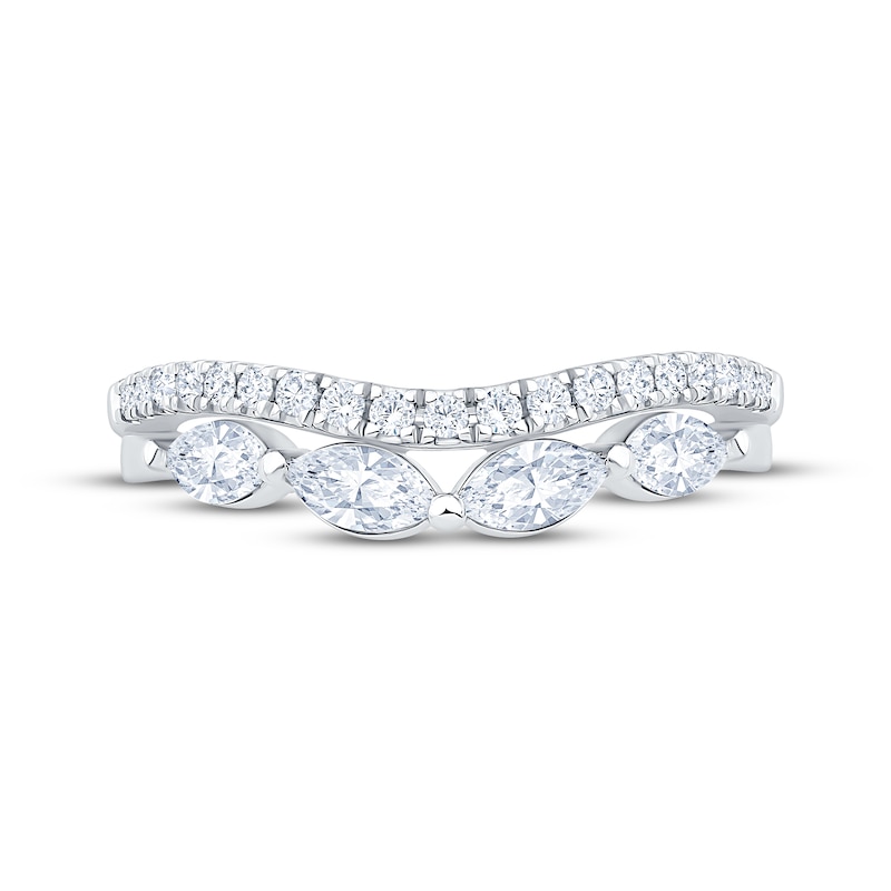 Main Image 3 of Now + Forever Lab-Grown Diamonds Marquise & Round-Cut Two-Row Contour Ring 3/4 ct tw 14K White Gold