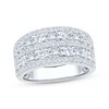 Thumbnail Image 1 of Now + Forever Lab-Grown Diamonds Emerald & Round-Cut Five-Row Anniversary Ring 2-1/2 ct tw 14K White Gold