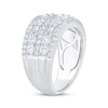 Thumbnail Image 2 of Now + Forever Lab-Grown Diamonds Emerald & Round-Cut Five-Row Anniversary Ring 2-1/2 ct tw 14K White Gold