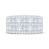 Thumbnail Image 3 of Now + Forever Lab-Grown Diamonds Emerald & Round-Cut Five-Row Anniversary Ring 2-1/2 ct tw 14K White Gold