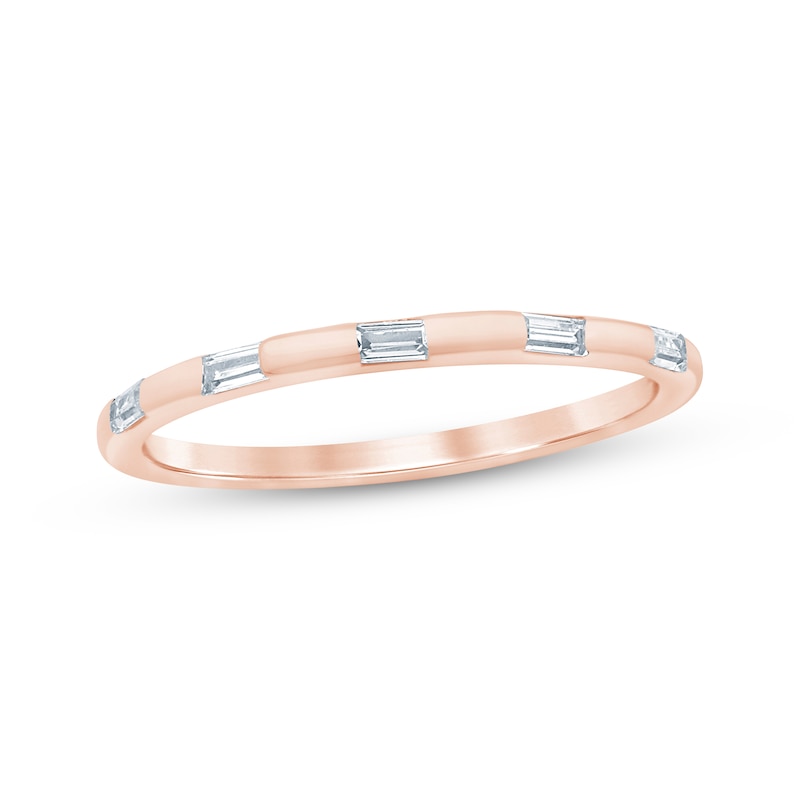 Main Image 1 of Now + Forever Baguette-Cut Diamond Five-Stone Anniversary Ring 1/5 ct tw 10K Rose Gold