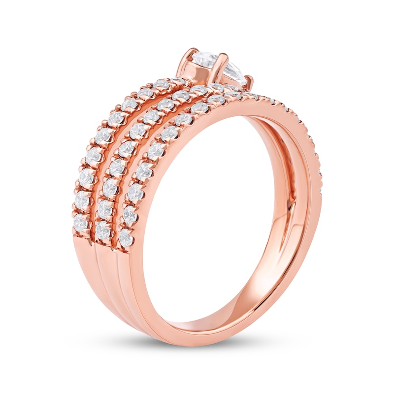 Main Image 2 of Pear-Shaped Diamond Three-Row Spiral Ring 1 ct tw 10K Rose Gold