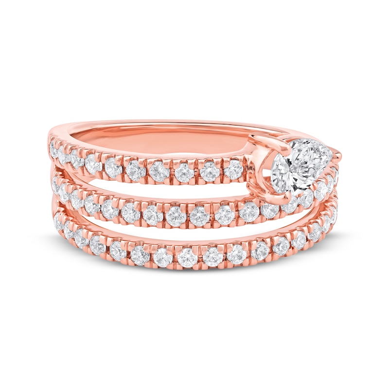Main Image 3 of Pear-Shaped Diamond Three-Row Spiral Ring 1 ct tw 10K Rose Gold
