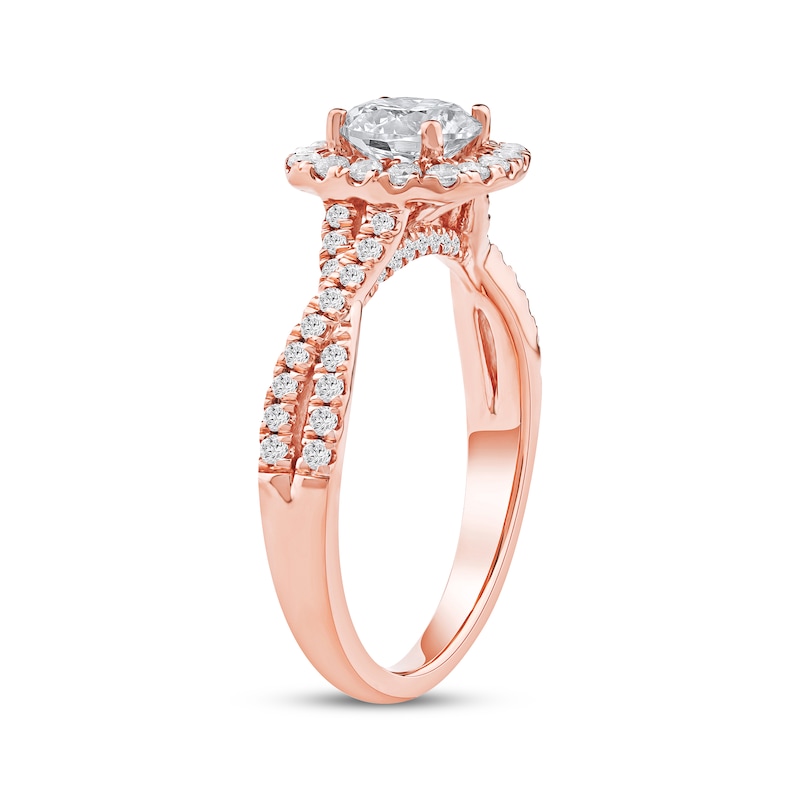 Main Image 2 of Now + Forever Lab-Grown Diamonds Round-Cut Halo Engagement Ring 1-1/2 ct tw 14K Rose Gold