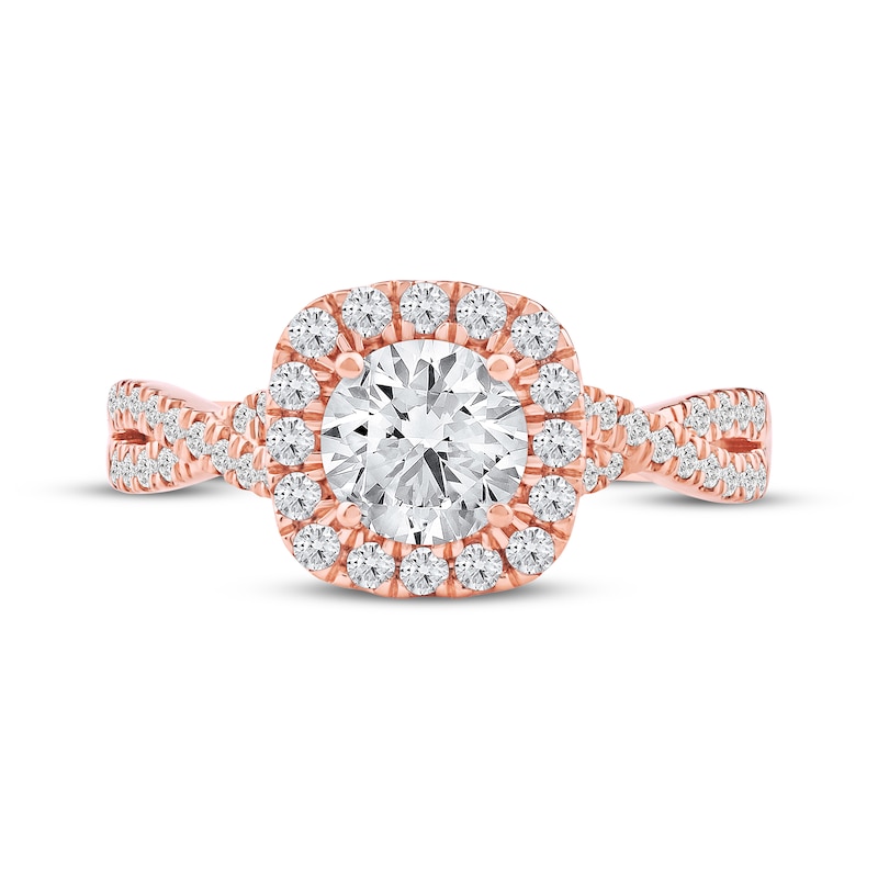 Main Image 3 of Now + Forever Lab-Grown Diamonds Round-Cut Halo Engagement Ring 1-1/2 ct tw 14K Rose Gold