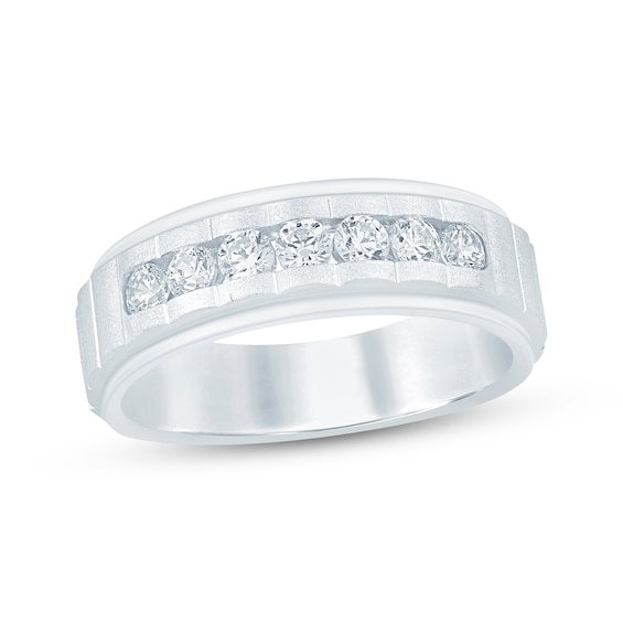 Now + Forever Men's Grooved Diamond Wedding Band 3/4 ct tw 10K White Gold