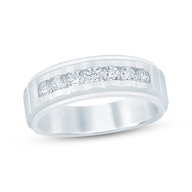 Main Image 1 of Now + Forever Men's Grooved Diamond Wedding Band 3/4 ct tw 10K White Gold