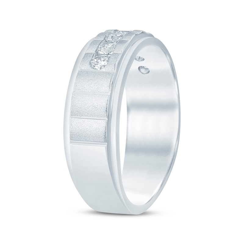 Main Image 2 of Now + Forever Men's Grooved Diamond Wedding Band 3/4 ct tw 10K White Gold