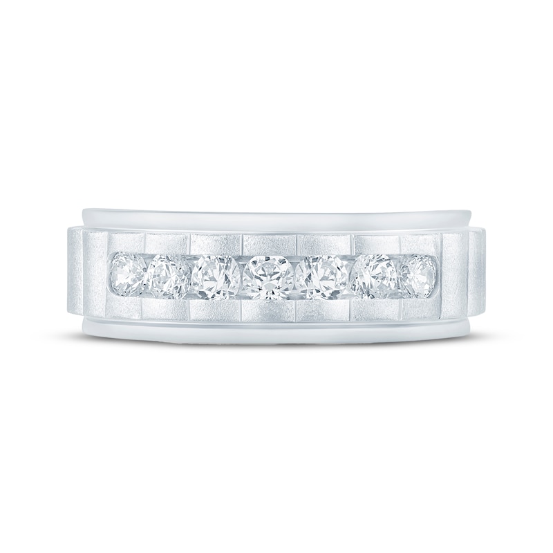 Main Image 3 of Now + Forever Men's Grooved Diamond Wedding Band 3/4 ct tw 10K White Gold