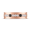 Thumbnail Image 3 of Now + Forever Men's Black & White Diamond Wedding Band 10K Rose Gold