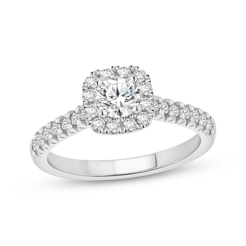 Main Image 1 of Now + Forever Lab-Grown Diamonds Round-Cut Halo Engagement Ring 3/4 ct tw 14K White Gold