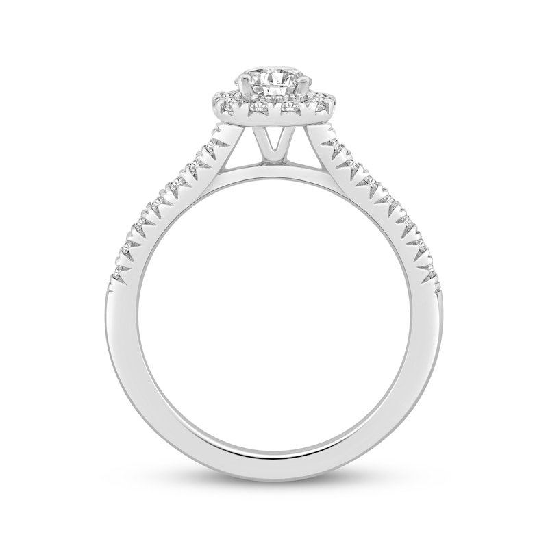 Main Image 3 of Now + Forever Lab-Grown Diamonds Round-Cut Halo Engagement Ring 3/4 ct tw 14K White Gold