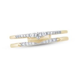 Diamond Faux Stack Two-Row Ring 1/6 ct tw 10K Yellow Gold