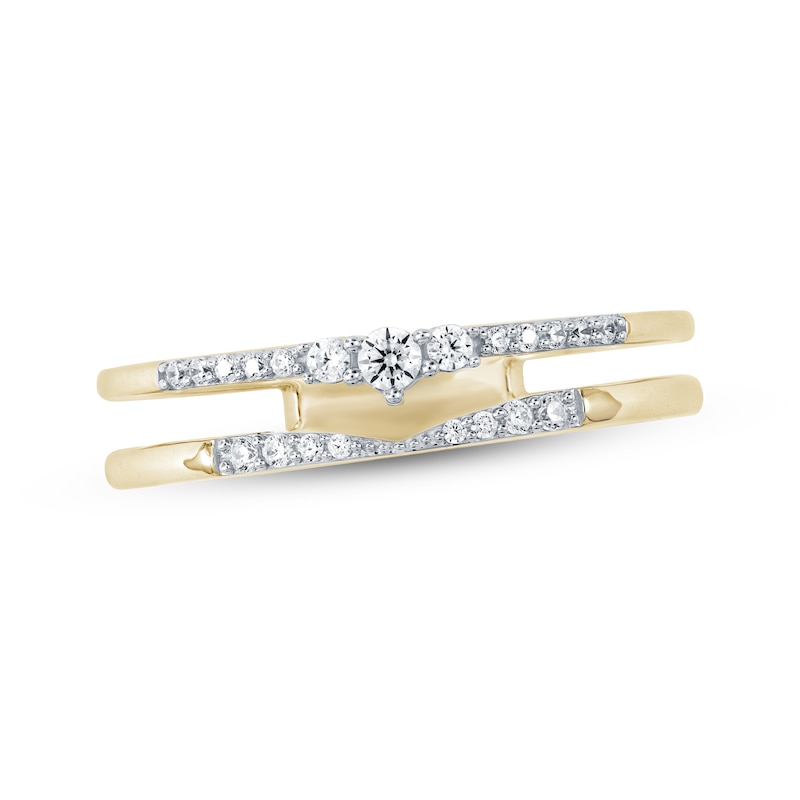 Main Image 1 of Diamond Faux Stack Two-Row Ring 1/6 ct tw 10K Yellow Gold