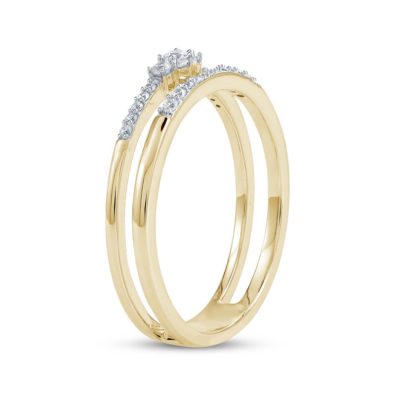 Main Image 2 of Diamond Faux Stack Two-Row Ring 1/6 ct tw 10K Yellow Gold