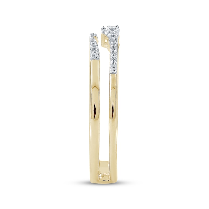 Main Image 3 of Diamond Faux Stack Two-Row Ring 1/6 ct tw 10K Yellow Gold