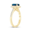 Thumbnail Image 2 of Now + Forever Oval-Cut London Blue Topaz & Diamond Halo Engagement Ring 1/3 ct tw 14K Yellow Gold