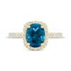 Thumbnail Image 3 of Now + Forever Oval-Cut London Blue Topaz & Diamond Halo Engagement Ring 1/3 ct tw 14K Yellow Gold