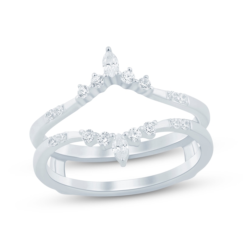 Main Image 1 of Now + Forever Marquise & Round-Cut Diamond Chevron Enhancer Ring 1/4 ct tw 14K White Gold