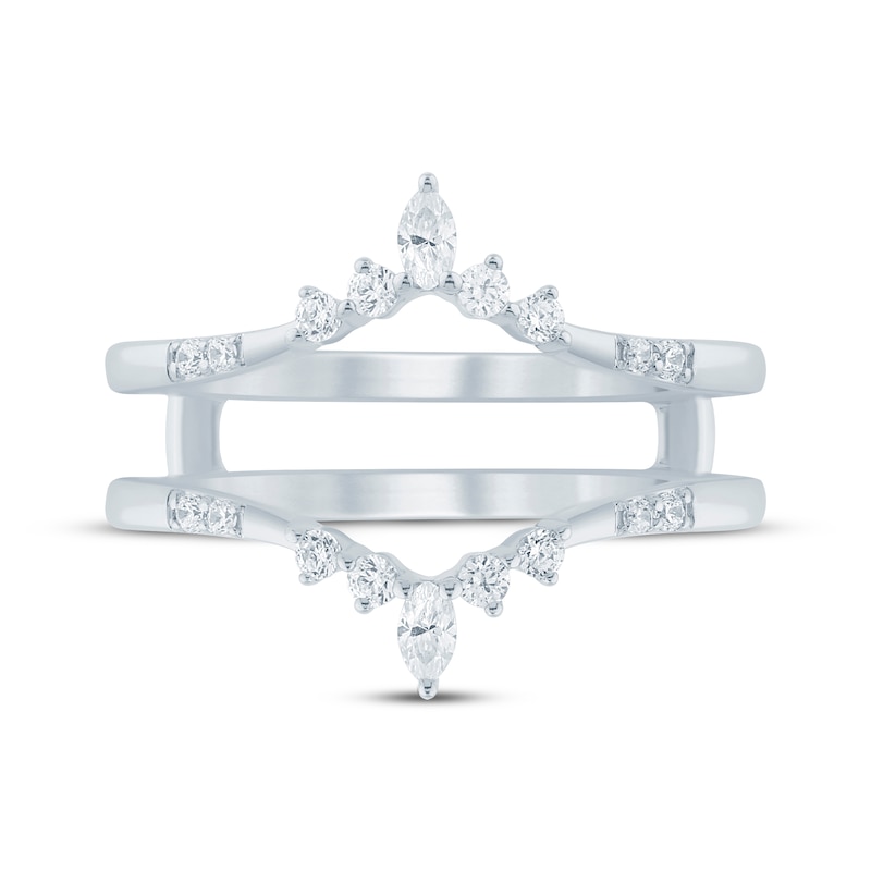 Main Image 3 of Now + Forever Marquise & Round-Cut Diamond Chevron Enhancer Ring 1/4 ct tw 14K White Gold