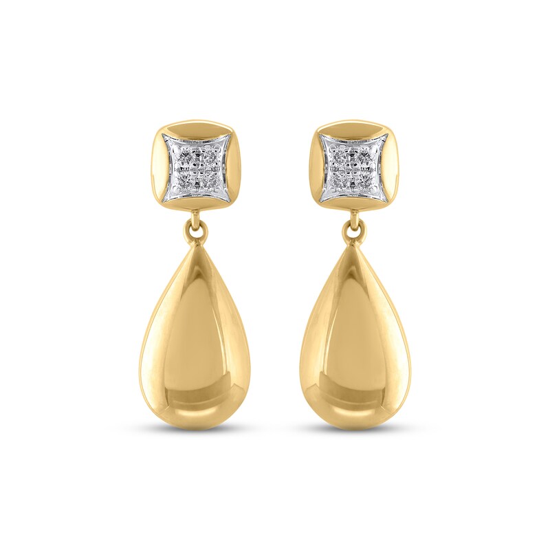 Main Image 2 of Multi-Diamond Teardrop Dangle Earrings 1/20 ct tw 10K Yellow Gold