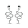 Thumbnail Image 2 of Black & White Diamond Snake Stud Earrings 1/3 ct tw Sterling Silver