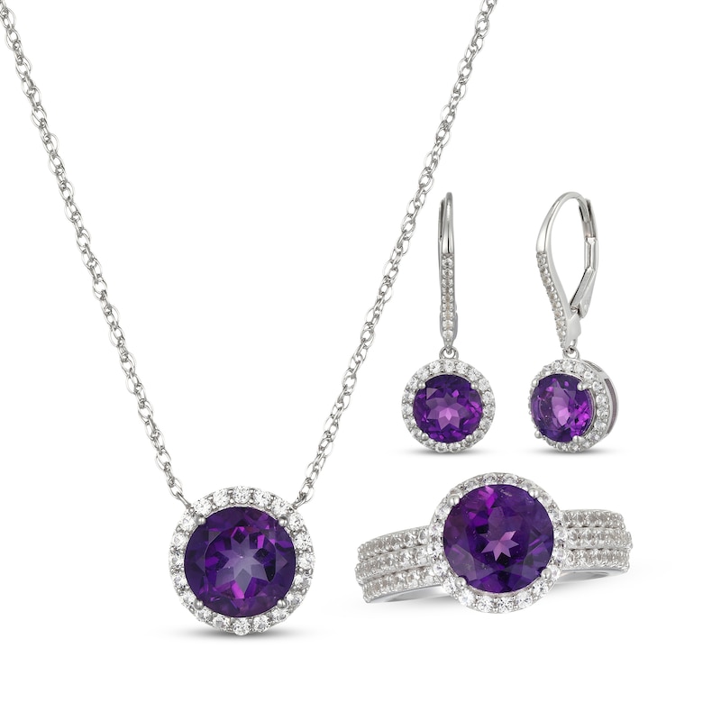 Main Image 1 of Amethyst & White Lab-Created Sapphire Gift Set Sterling Silver