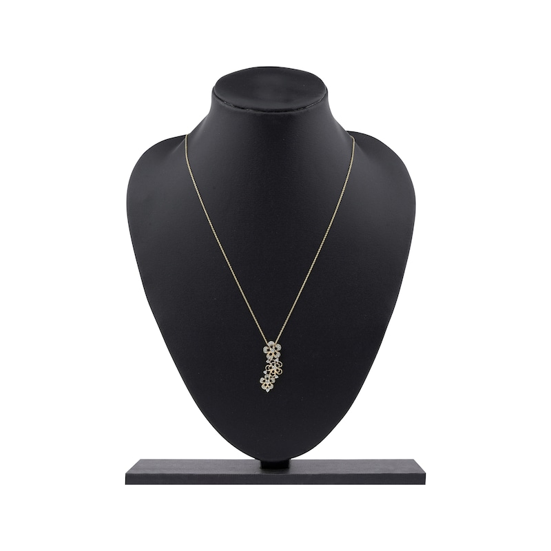 Main Image 5 of Diamond Flower Trio Drop Necklace 1/4 ct tw 10K Yellow Gold 18"