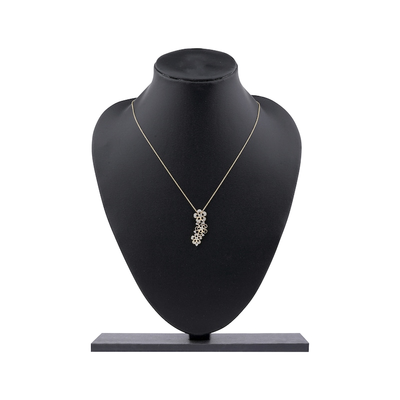 Main Image 6 of Diamond Flower Trio Drop Necklace 1/4 ct tw 10K Yellow Gold 18"