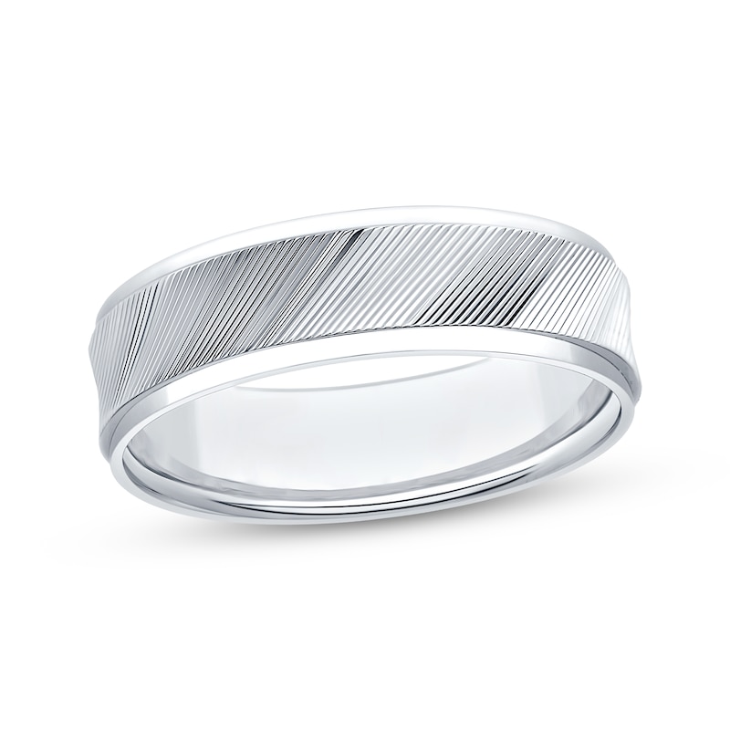 Main Image 1 of Now + Forever Men's Grooved Wedding Band 10K White Gold 6mm