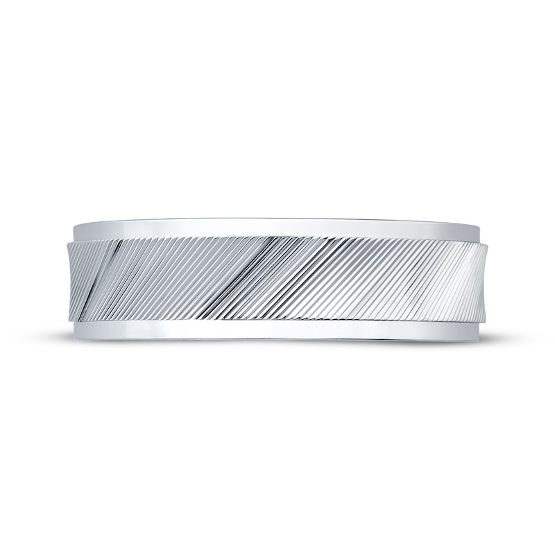 Main Image 3 of Now + Forever Men's Grooved Wedding Band 10K White Gold 6mm
