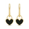 Thumbnail Image 2 of Charmed Memories Enamel Heart Dangle Hoop Earrings 10K Yellow Gold
