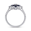 Thumbnail Image 2 of Oval-Cut Blue Sapphire & Diamond Clover Ring 1/3 ct tw 10K White Gold