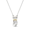 Thumbnail Image 1 of Oval-Cut & Pear-Shaped White Lab-Created Sapphire Cat Necklace Sterling Silver & 10K Yellow Gold 18&quot;