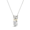 Thumbnail Image 3 of Oval-Cut & Pear-Shaped White Lab-Created Sapphire Cat Necklace Sterling Silver & 10K Yellow Gold 18&quot;
