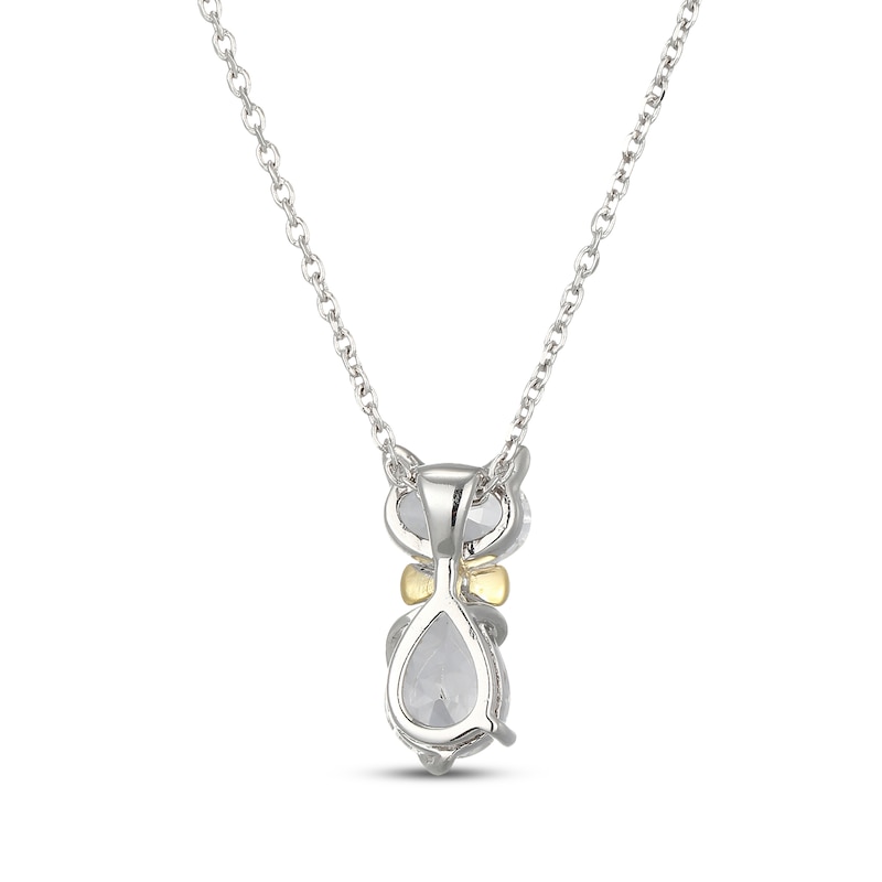 Main Image 3 of Oval-Cut & Pear-Shaped White Lab-Created Sapphire Cat Necklace Sterling Silver & 10K Yellow Gold 18&quot;